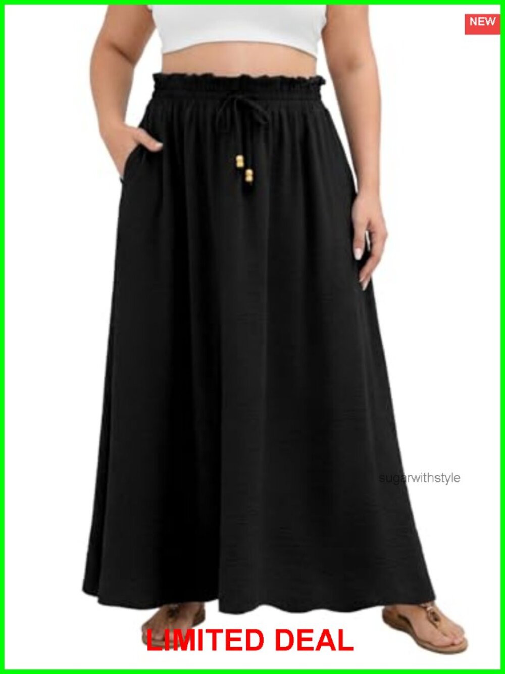 Women's Plus Size A-Line Maxi Skirt Elastic Waist Pockets
